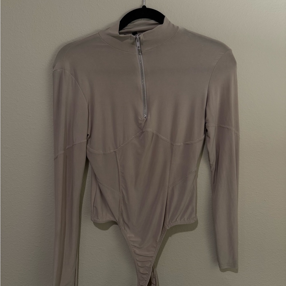Missguided+ Taupe Long Sleeve Bodysuit